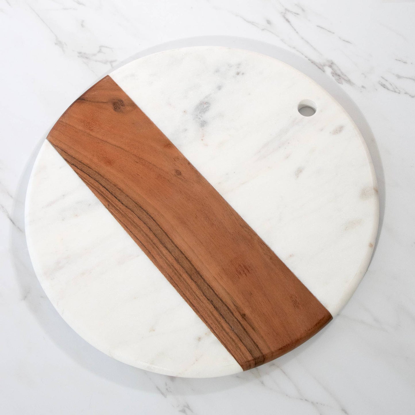 Round Marble & Acacia Charcuterie Board