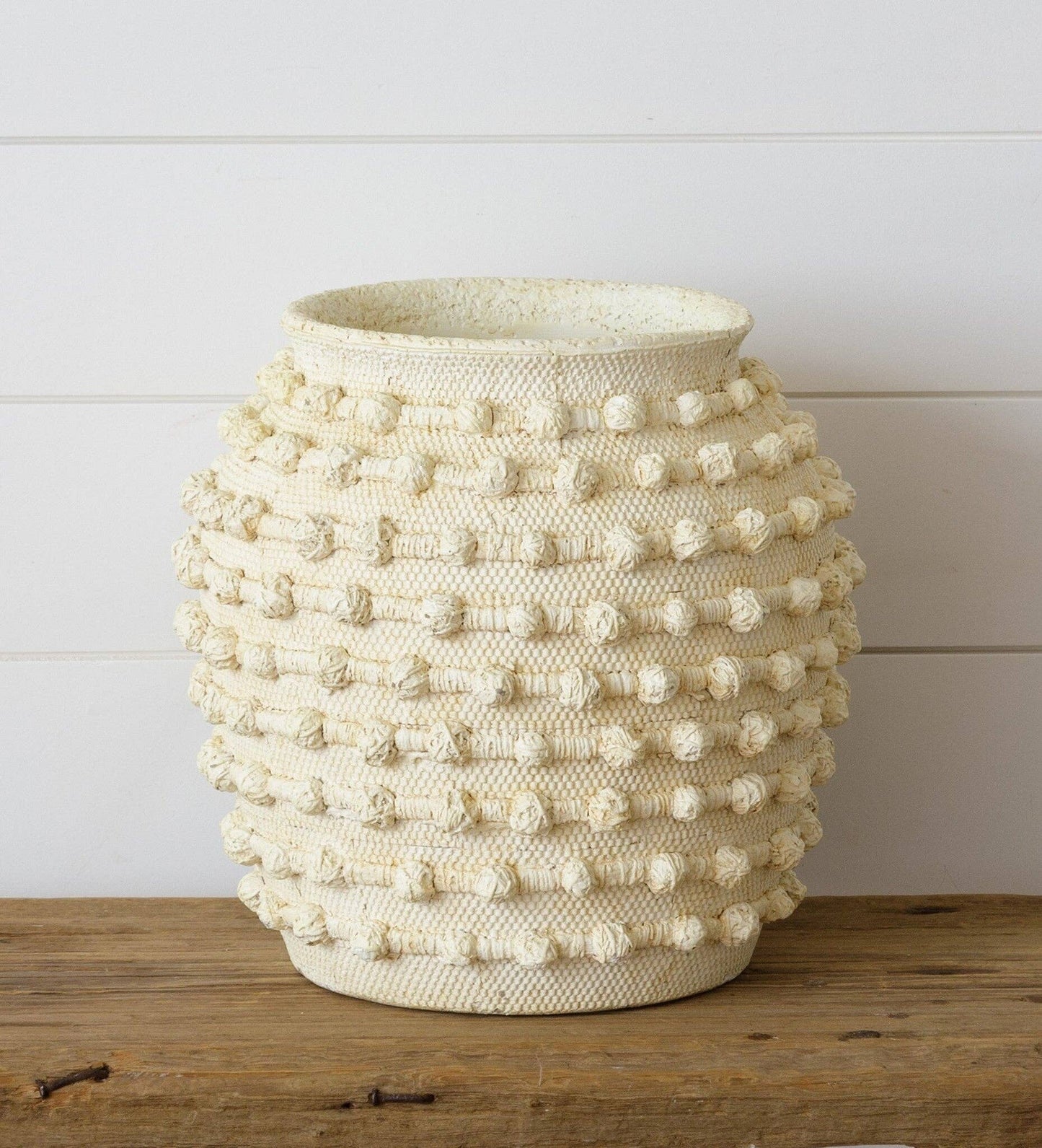 Ivory Textured Knot Cement Vase