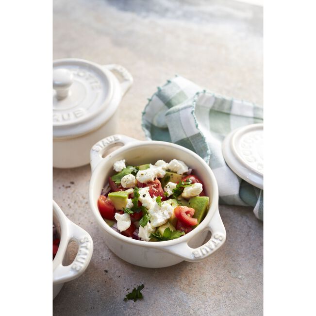3-pc, Mini Round Cocotte Set, white