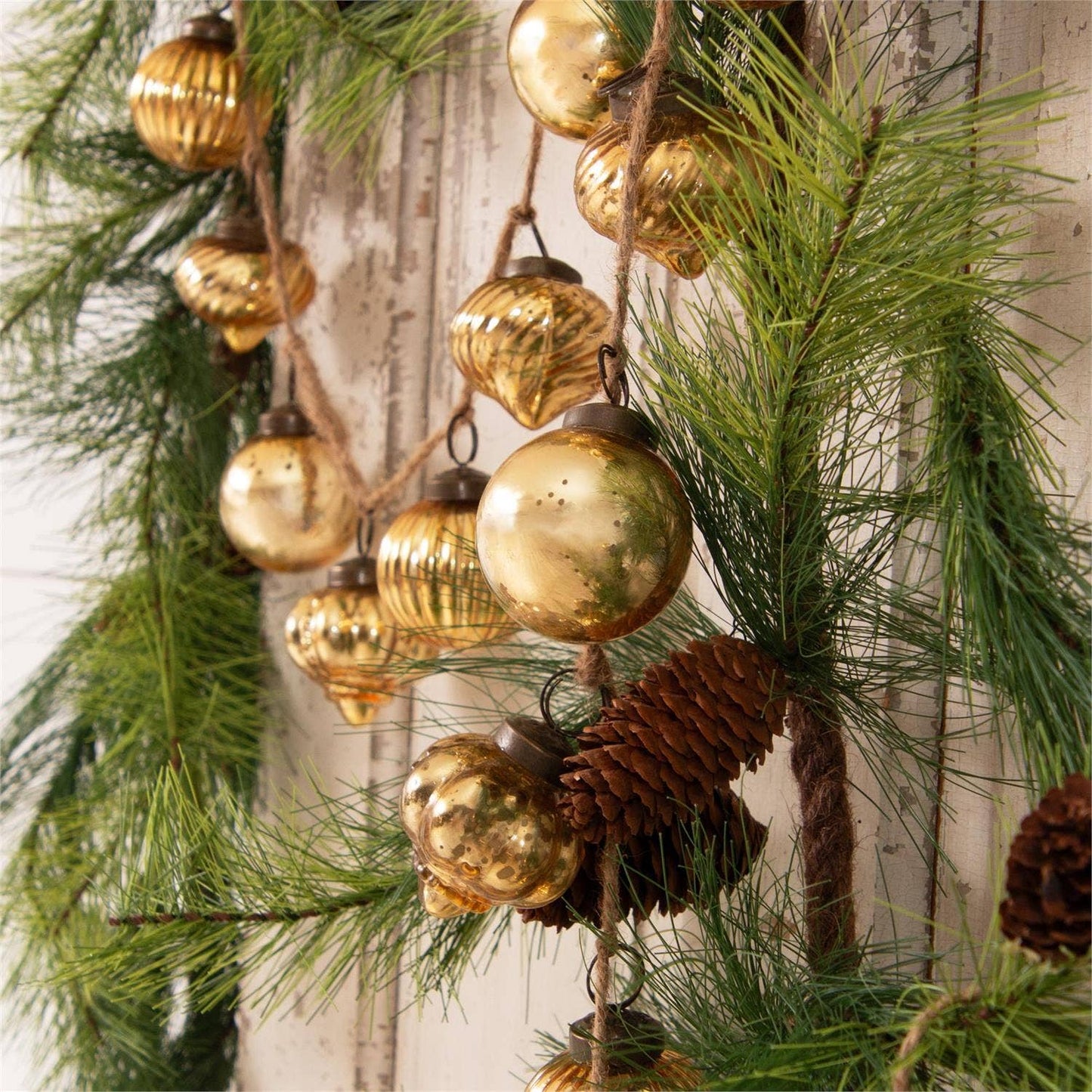 Garland Gold Mercury Glass Ornaments