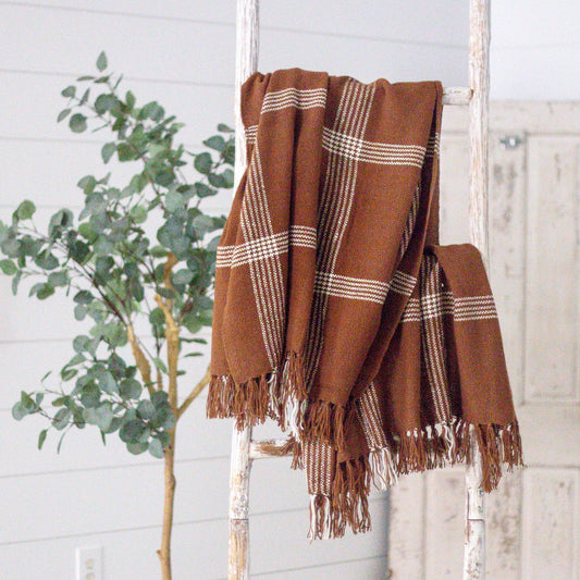 Cocoa and Cream Plaid Throw