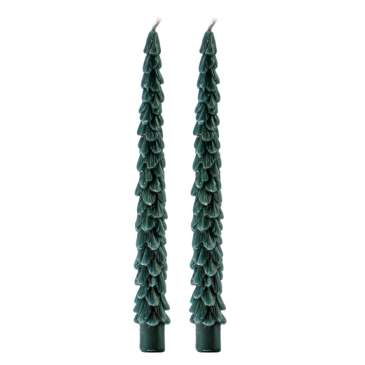 *NOUVEAU* Bougies coniques Green Tree, lot de 2 - Décoration de Noël
