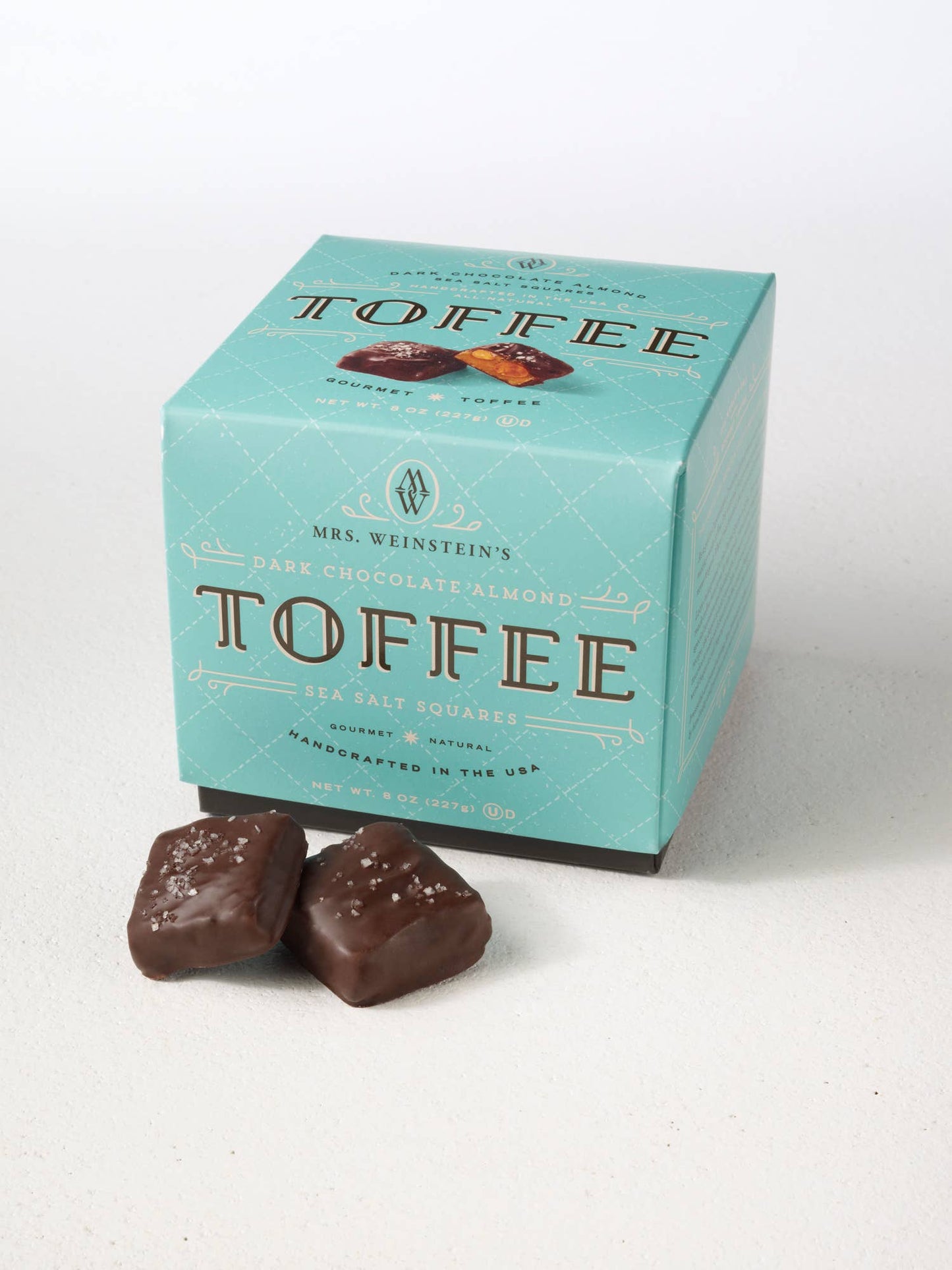 8oz Dark Chocolate Almond Sea Salt Toffee Squares
