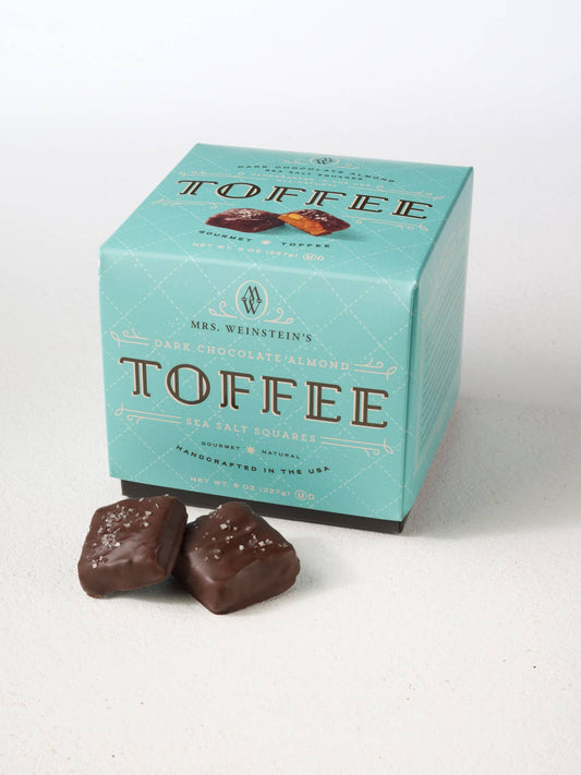 8oz Dark Chocolate Almond Sea Salt Toffee Squares