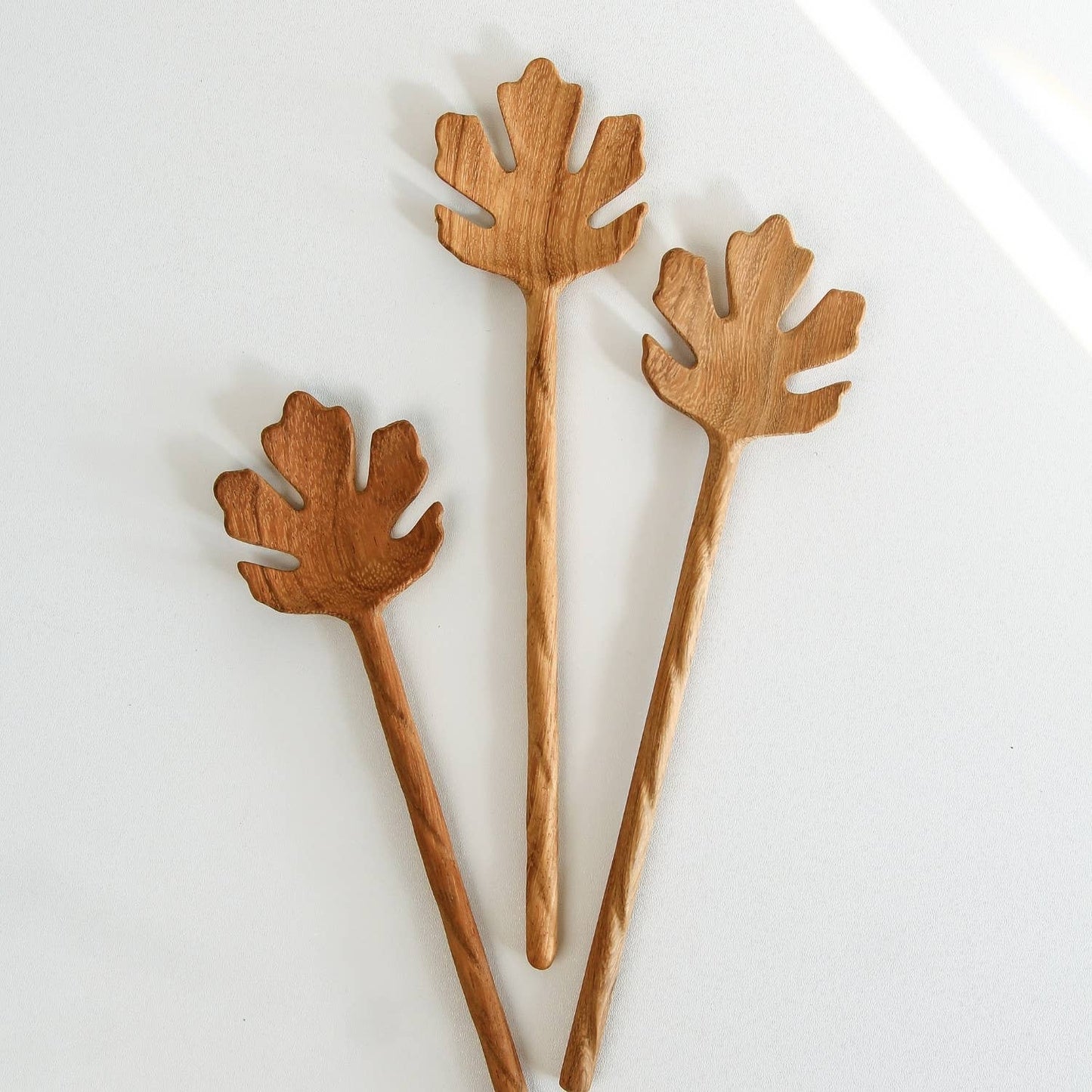 Hand Carved Leaf Shaped Wooden Spoon 10" - Serving Spoon