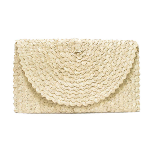 Straw Clutch Purse (White) - Summer Beach Handbag Wallet
