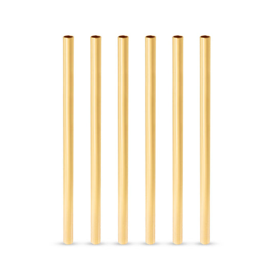 Belmont™ Reusable Gold Plated Lowball Straws Set of 6