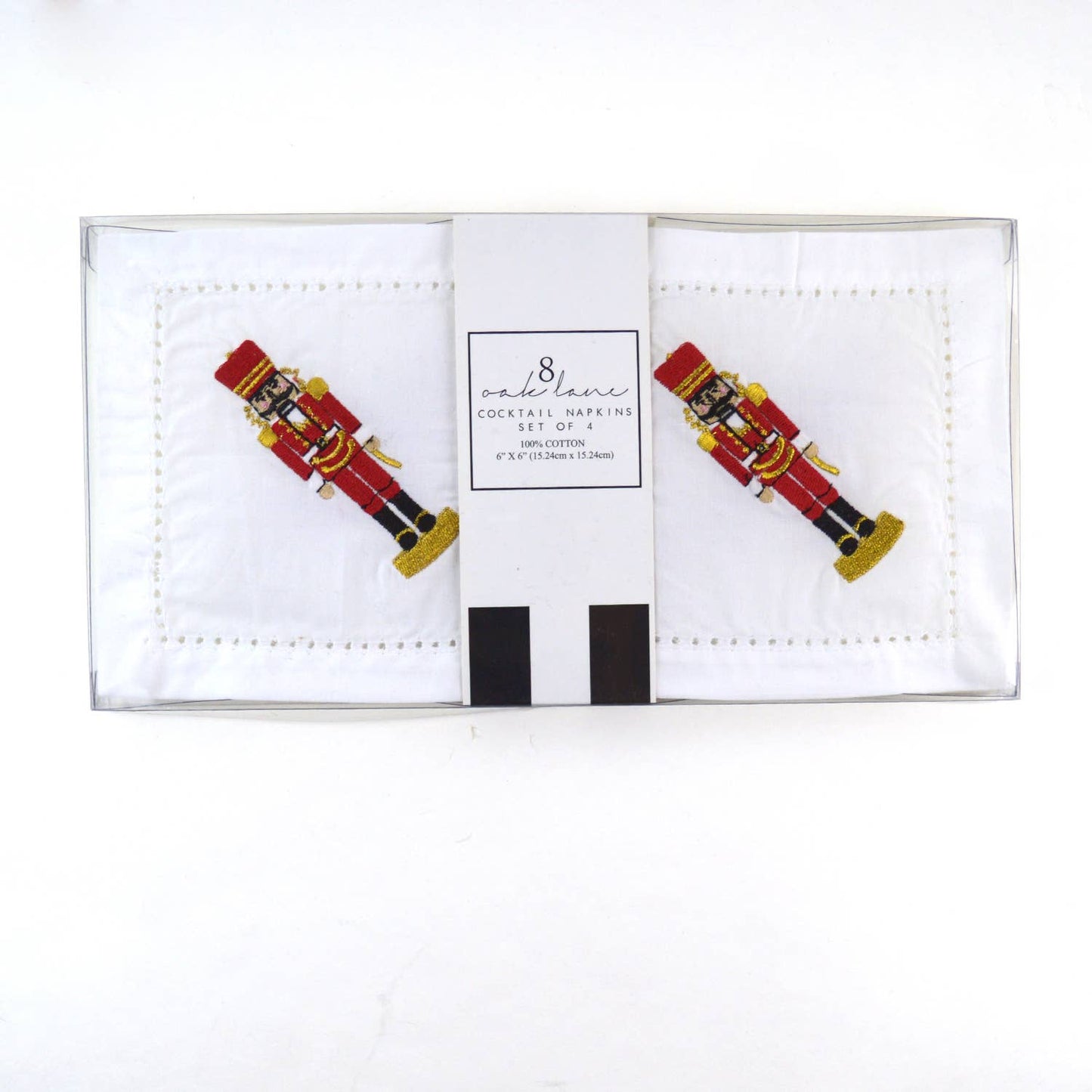 Nutcracker Embroidered Cocktail Napkins, Boxed Set of 4