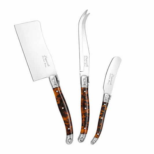 French Home - 3-Piece Laguiole Tortoise Shell Cheese Knife Set