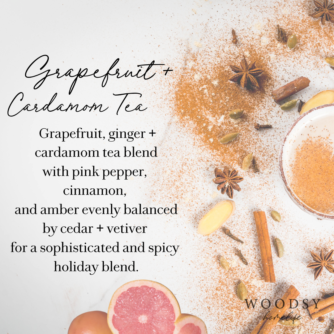 Grapefruit & Cardamom Tea-Solid Brass 14oz Pure Soy Candle
