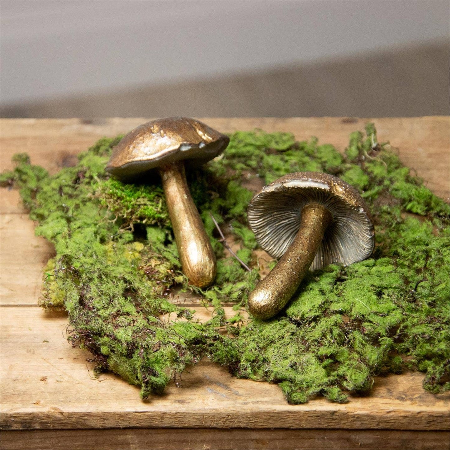 Brass Tone Mushroom Figurines - set of 2
