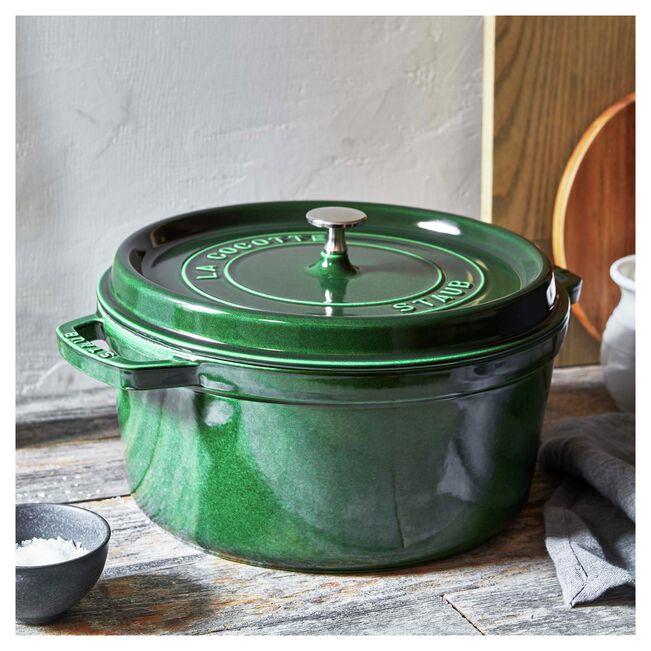 STAUB 5.5 qt, Round, Cocotte, Basil