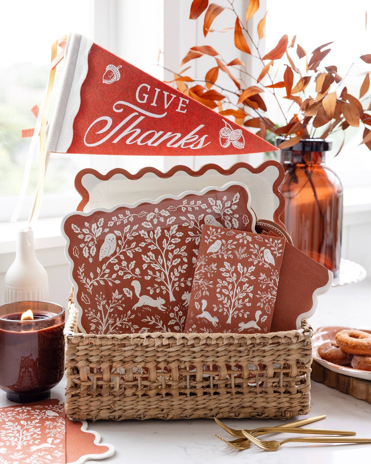 Scalloped Rust Paper Plates
