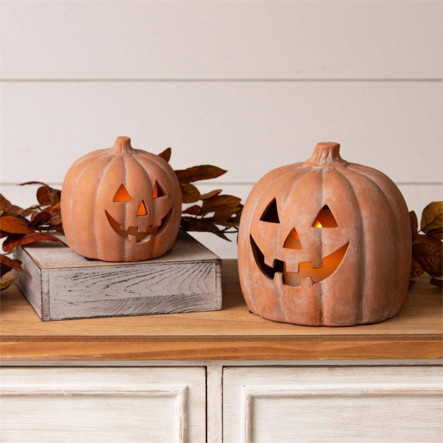 Ceramic Jack O' Lanterns - set of two