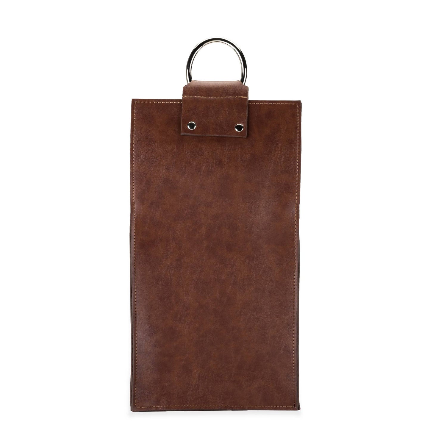 Faux Leather Double Bottle Brown Wine Tote