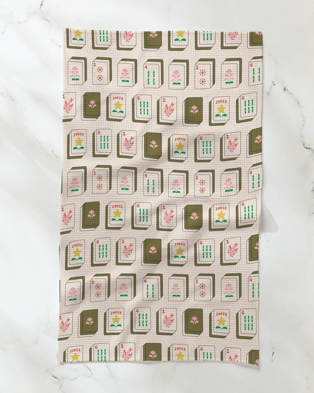 Geometry - Flower Tiles Tea Towel - Mahjong