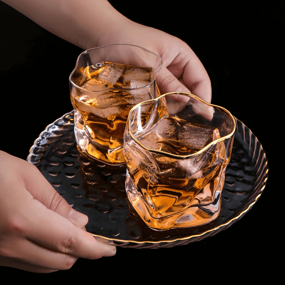 Gold Hoshi Japanese Crystal Whiskey Glass - Single