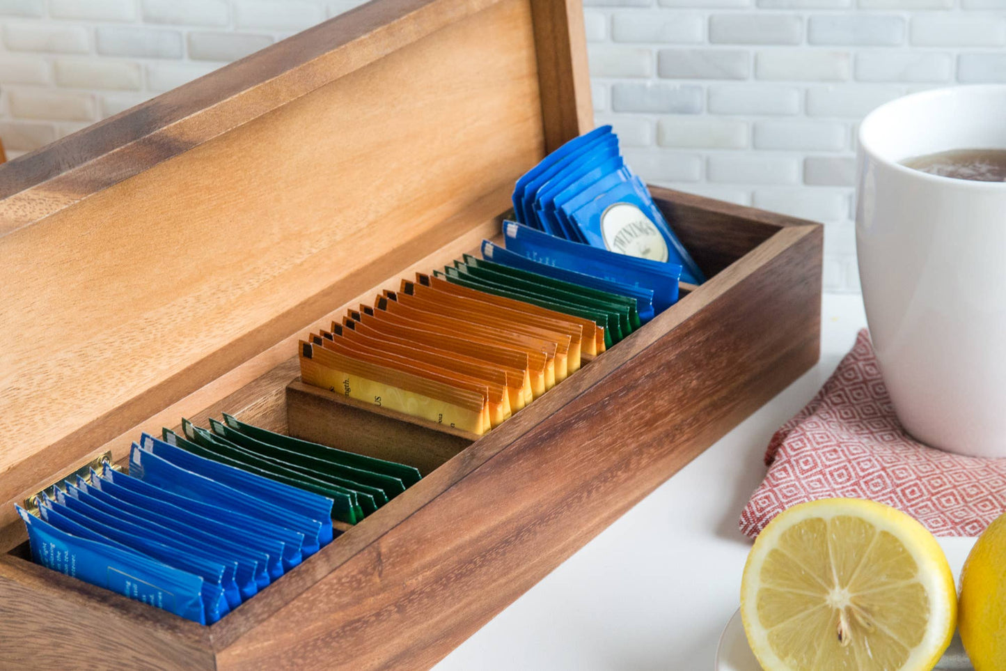 Ironwood Townhouse Tea Box, Acacia, 14.25" x 4" x 3.5"