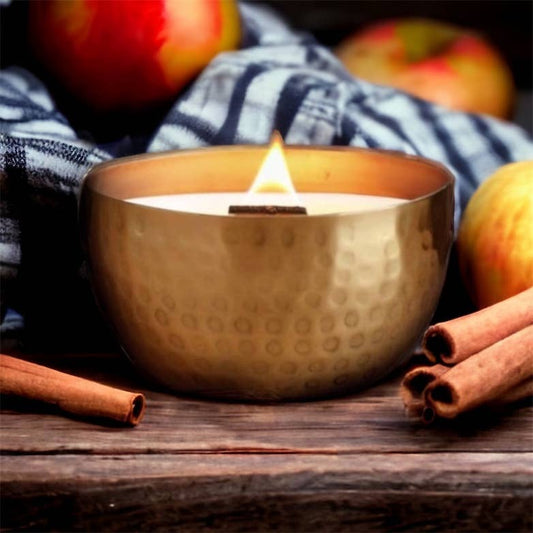 Honeycrisp Cider&Cinnamon-Solid Brass 14oz Pure Soy Candle