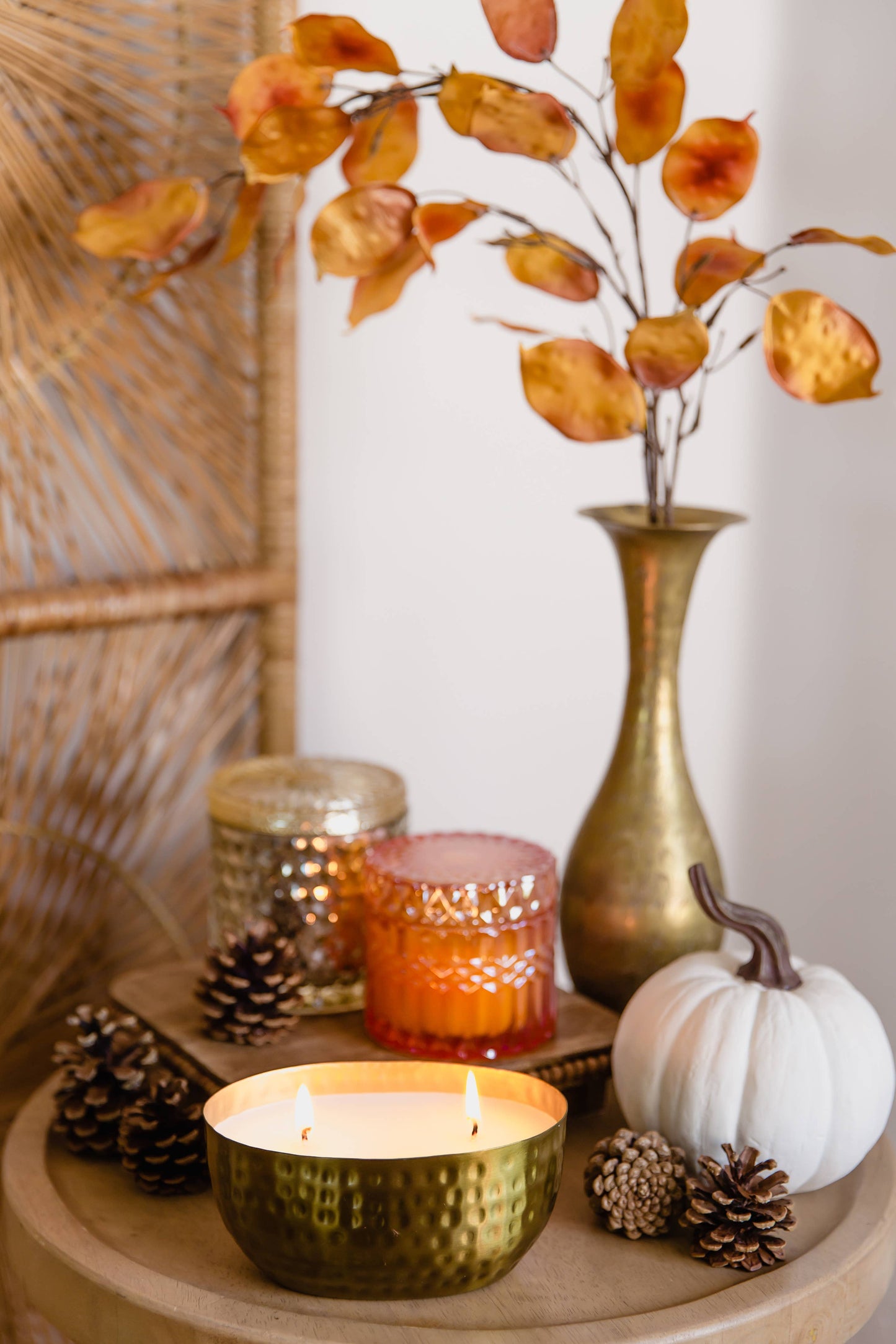 Pomander 8oz Petite Shimmer Candle  / Orange Glass