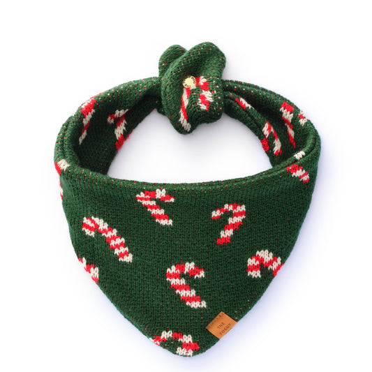Foggy Dog Candy Cane Knit Holiday Dog Bandana