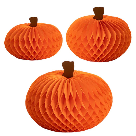 Honeycomb Pumpkins - Set of 3