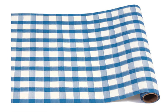 Blue Painted Check Runner