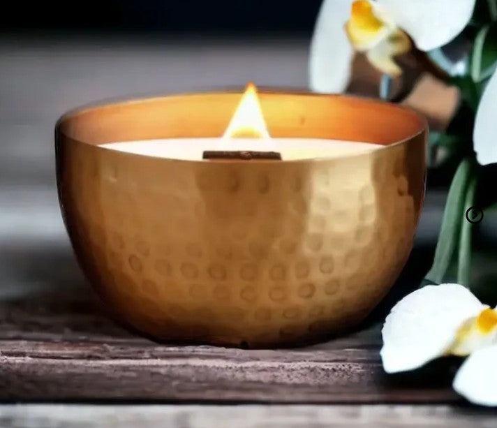 Sheer Vanilla & Wild Orchid-Solid Brass 14oz Pure Soy Candle