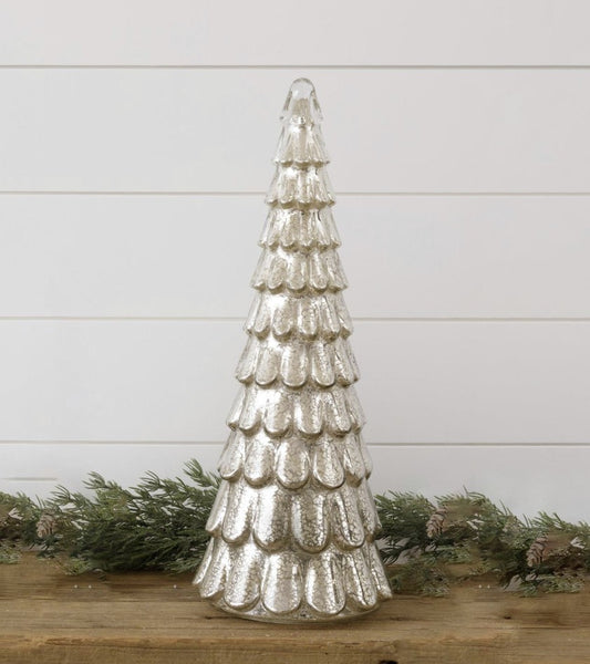 Lighted Mercury Glass Tree 17"