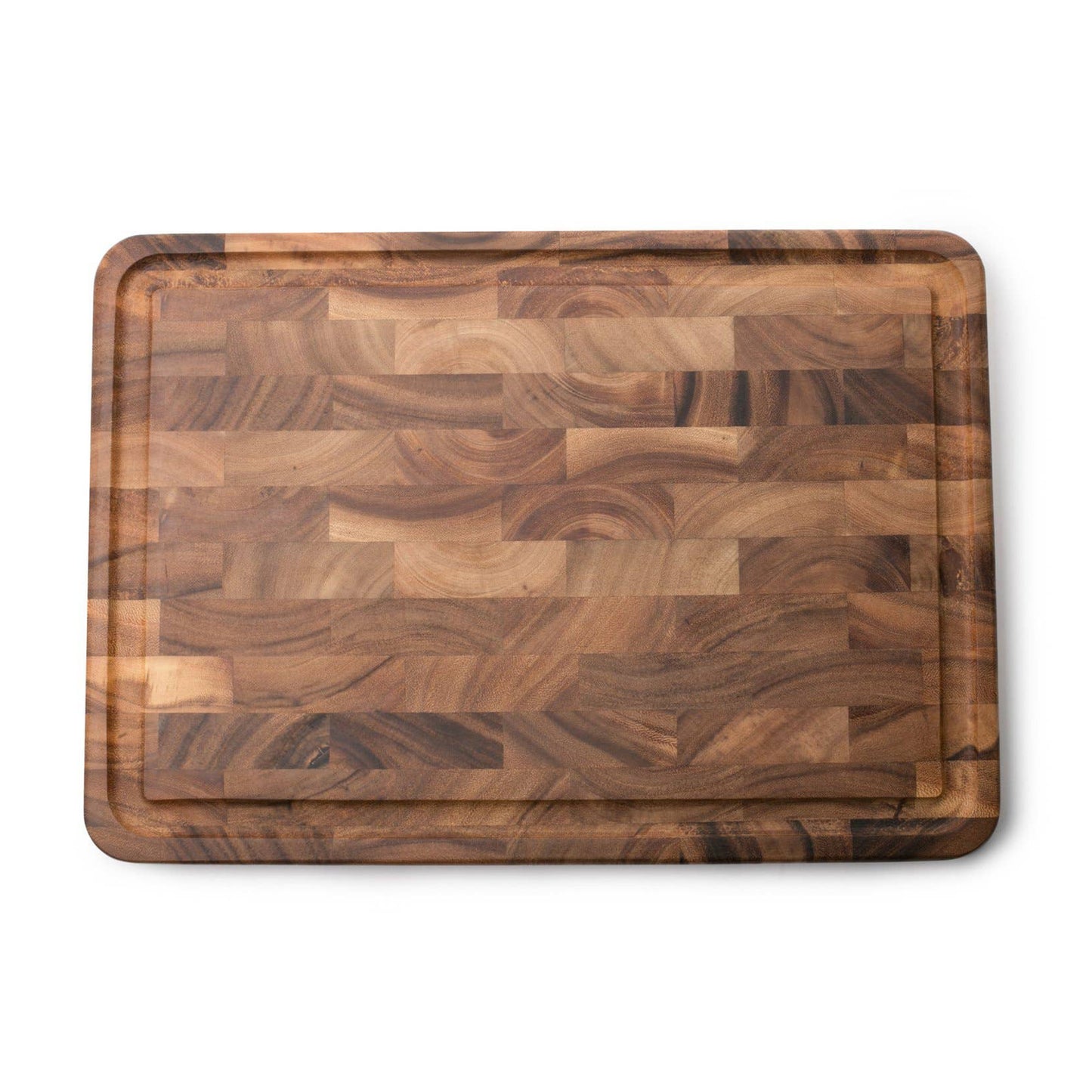 Large End Grain Prep Board With Juice Channel, Acacia Wood