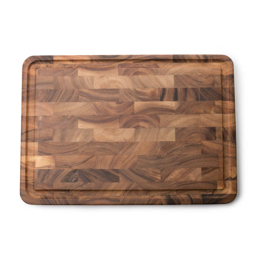 Large End Grain Prep Board With Juice Channel, Acacia Wood