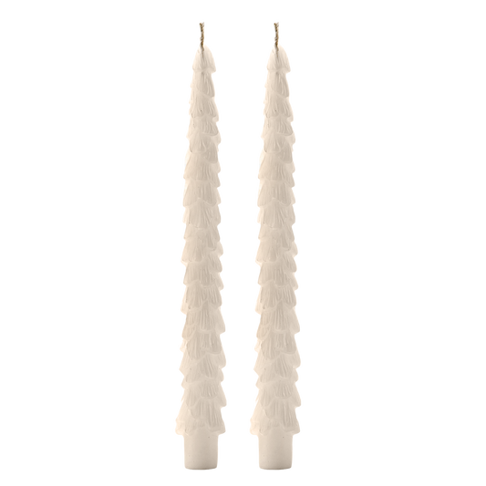 *NOUVEAU* Bougies coniques Crème Arbre, Lot de 2 - Décoration de Noël