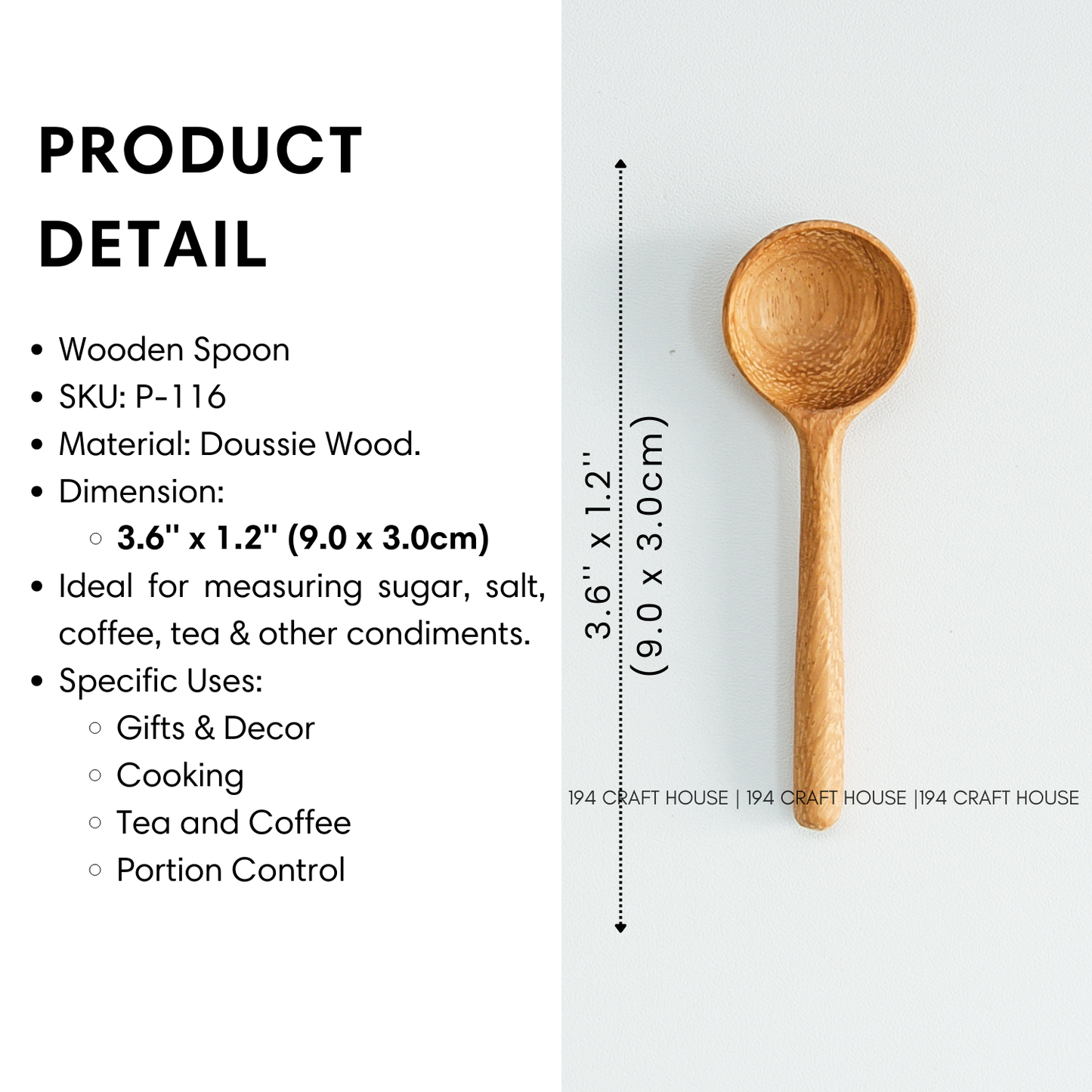 Tiny Wooden Salt or Sugar Spoon