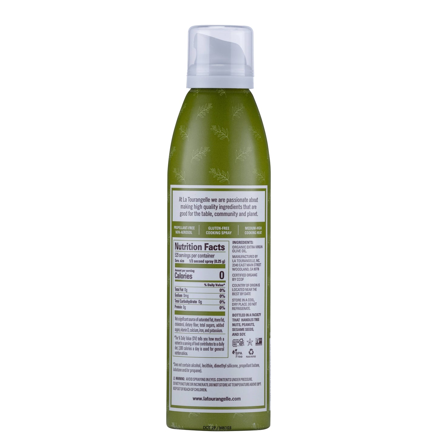 Organic Extra Virgin Olive Oil Cooking Spray - 6 Units