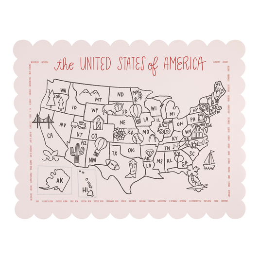 Color the USA Map Paper Placemat