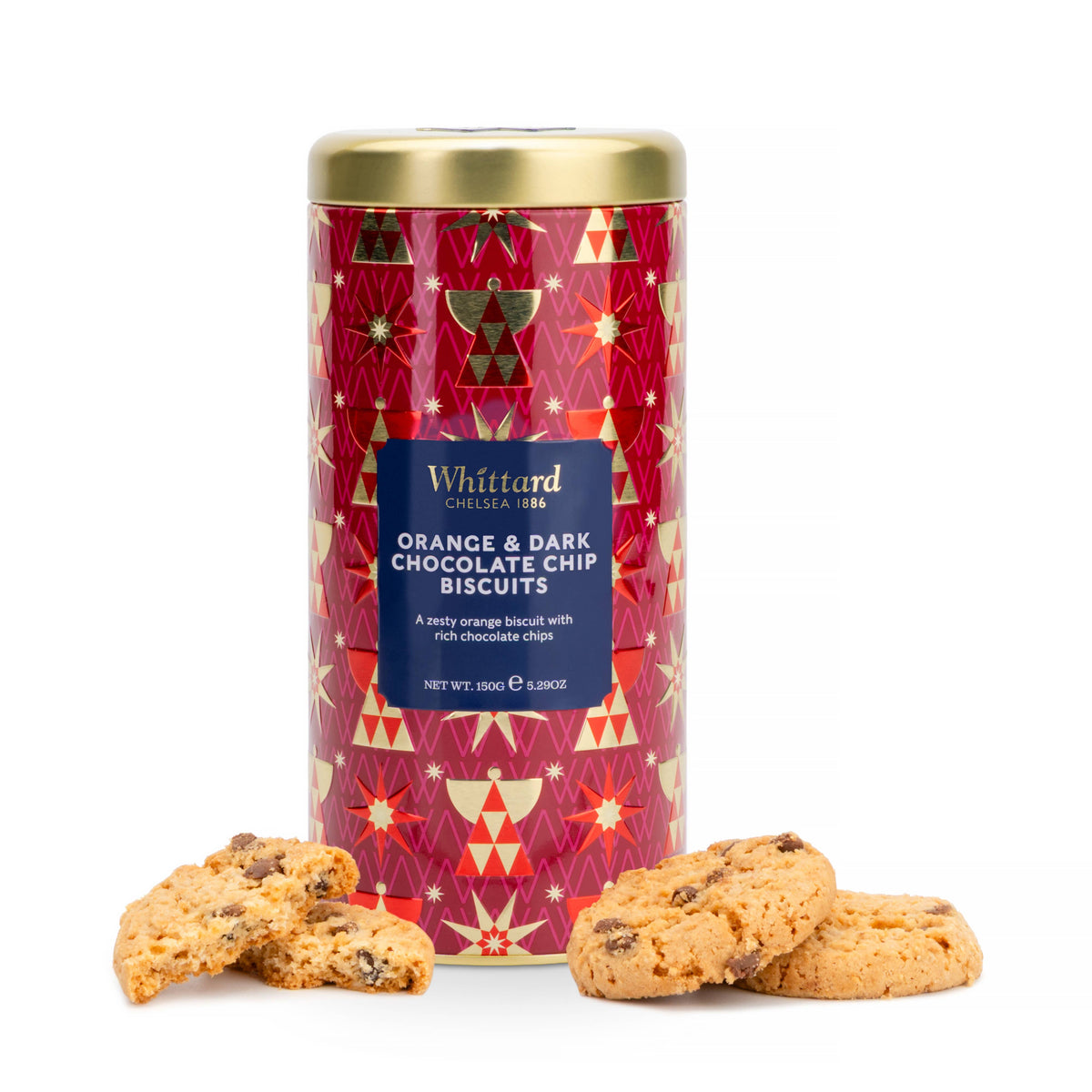 Whittard - Orange & Dark Chocolate Chip Cookies Tin  5.29oz