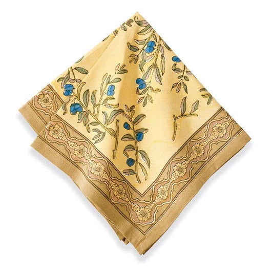 Olive Tree Khaki/Blue Napkins - Set of 4