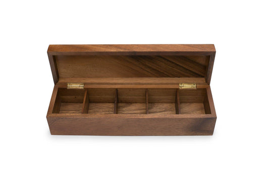 Ironwood Townhouse Tea Box, Acacia, 14.25" x 4" x 3.5"