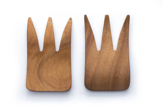 Ironwood Bear Claw Salad Servers,Acacia, Set 2,1.5"x3.75"x6"