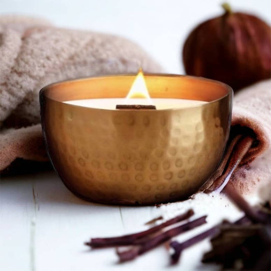 Cashmere Vanilla & Warm Amber-Solid Brass 14oz Pure Soy Candle