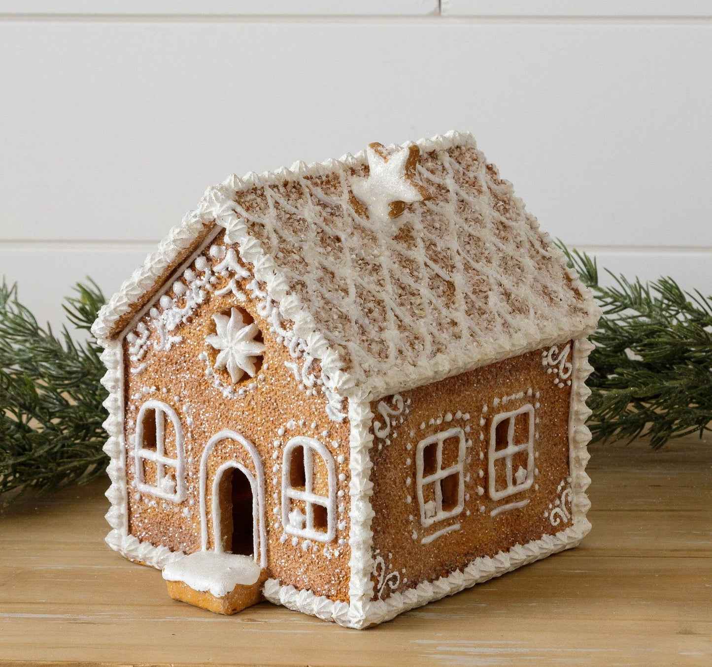 Lighted Gingerbread House With Snowy Roof