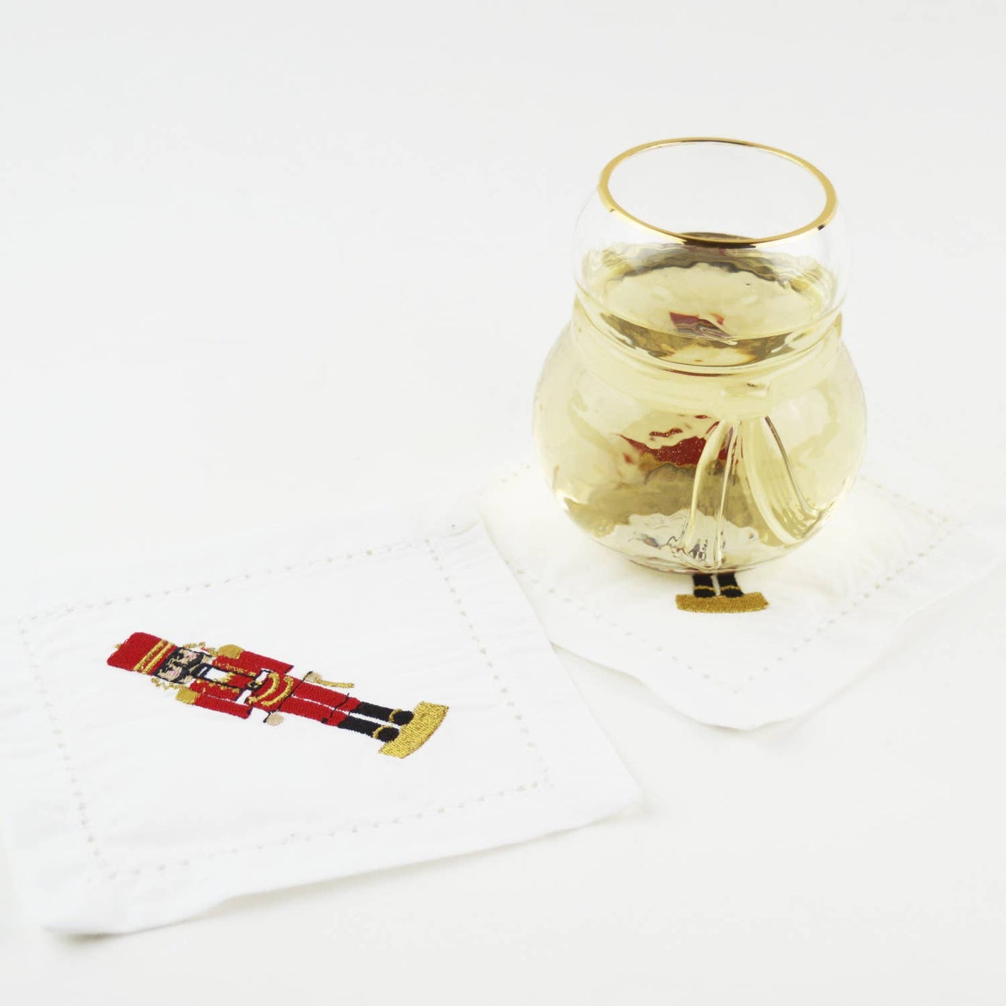 Nutcracker Embroidered Cocktail Napkins, Boxed Set of 4