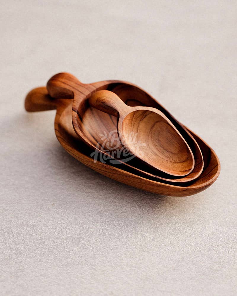 Teak Wooden Scoop Set - Flour Grain Sugar Measuring Spoon