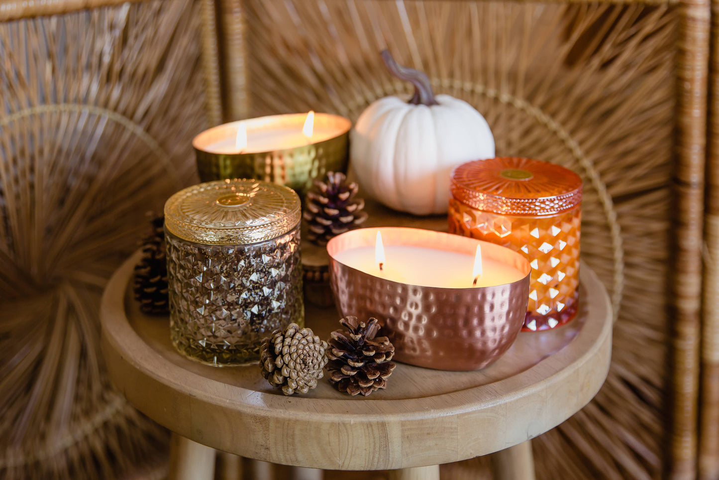 Pomander 8oz Petite Shimmer Candle  / Orange Glass