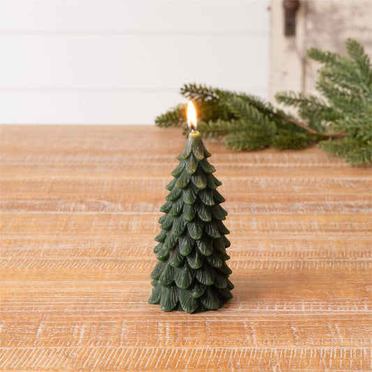 Green Christmas Tree Shape Candle 6 In. (Set Of 2)