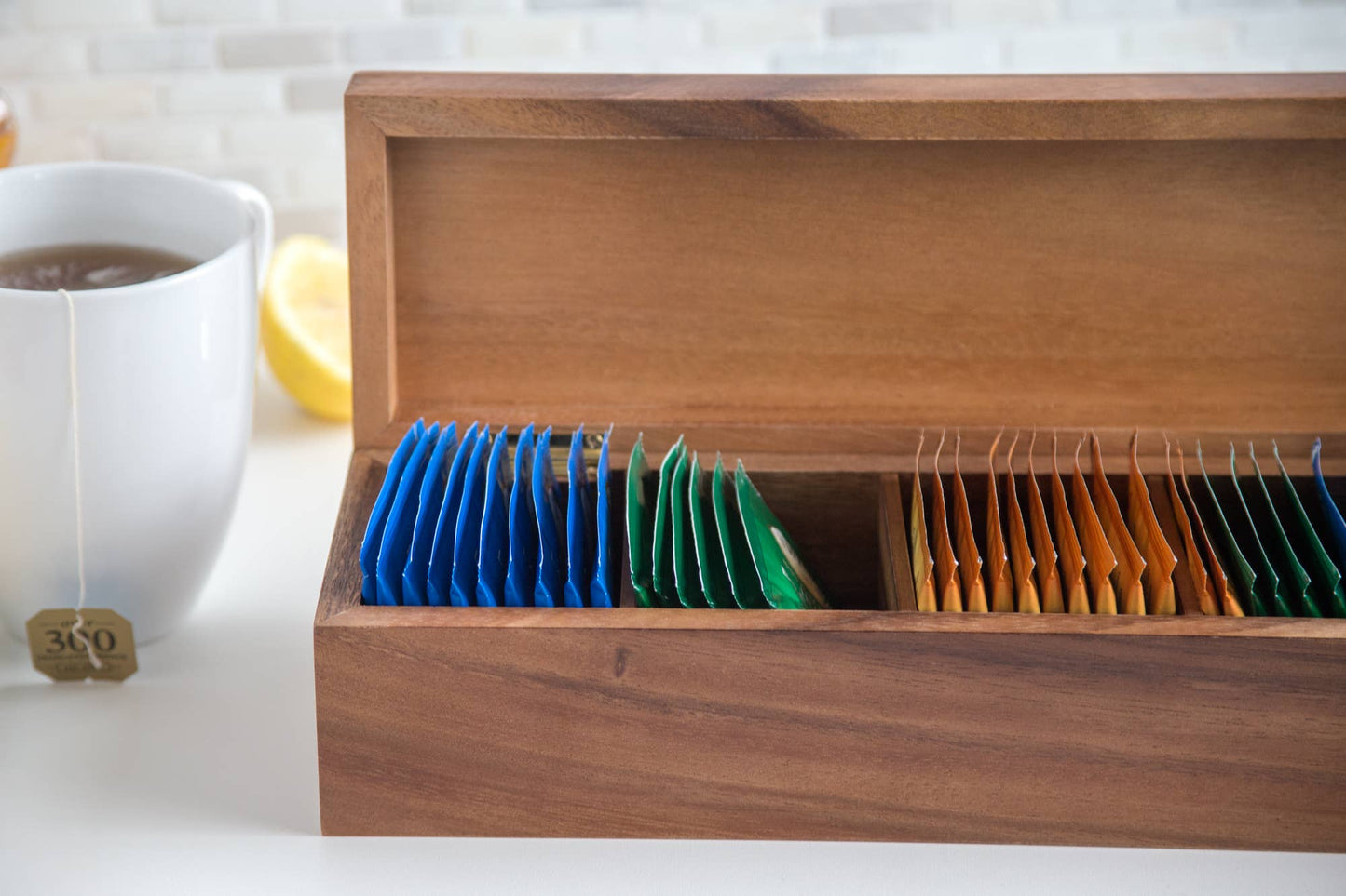 Ironwood Townhouse Tea Box, Acacia, 14.25" x 4" x 3.5"
