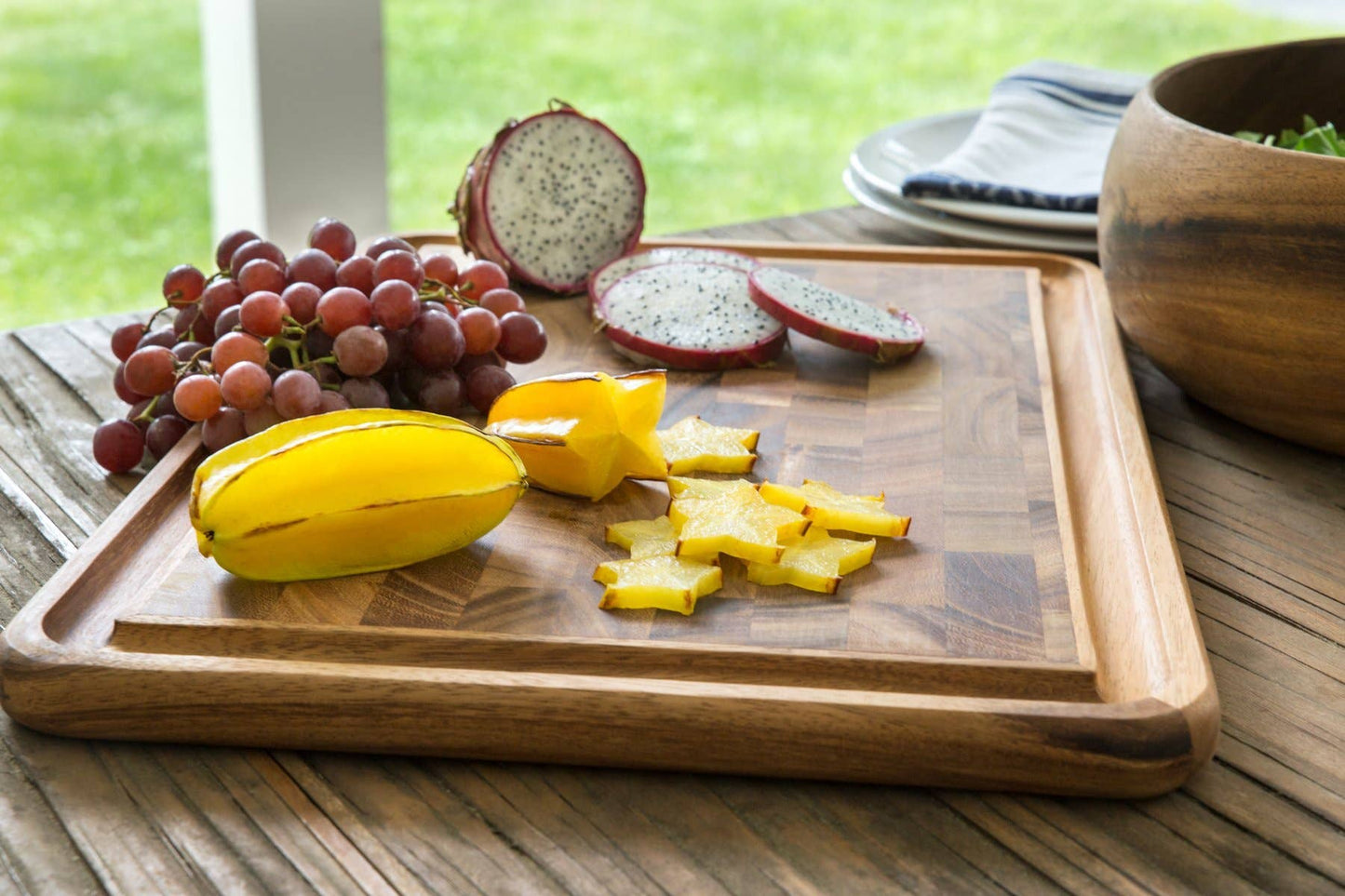 Large End Grain Prep Board With Juice Channel, Acacia Wood