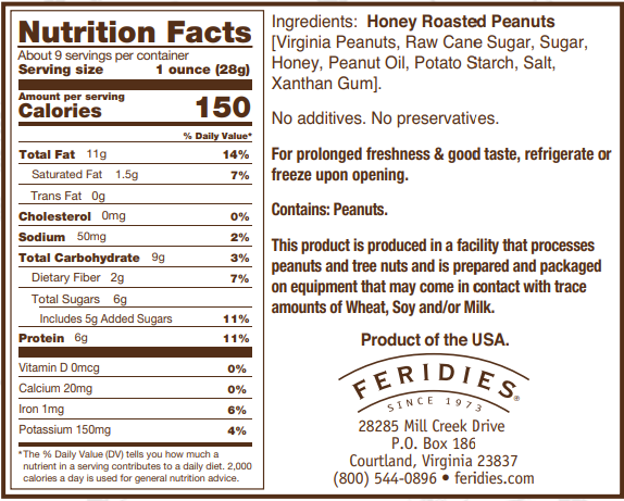 Feridies Honey Roasted Virginia Peanuts