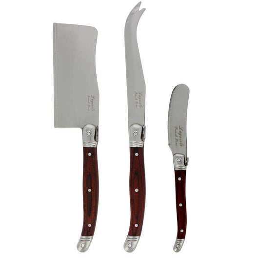 French Home - Laguiole Cheese Knife Set, 3 Piece, Pakkawood