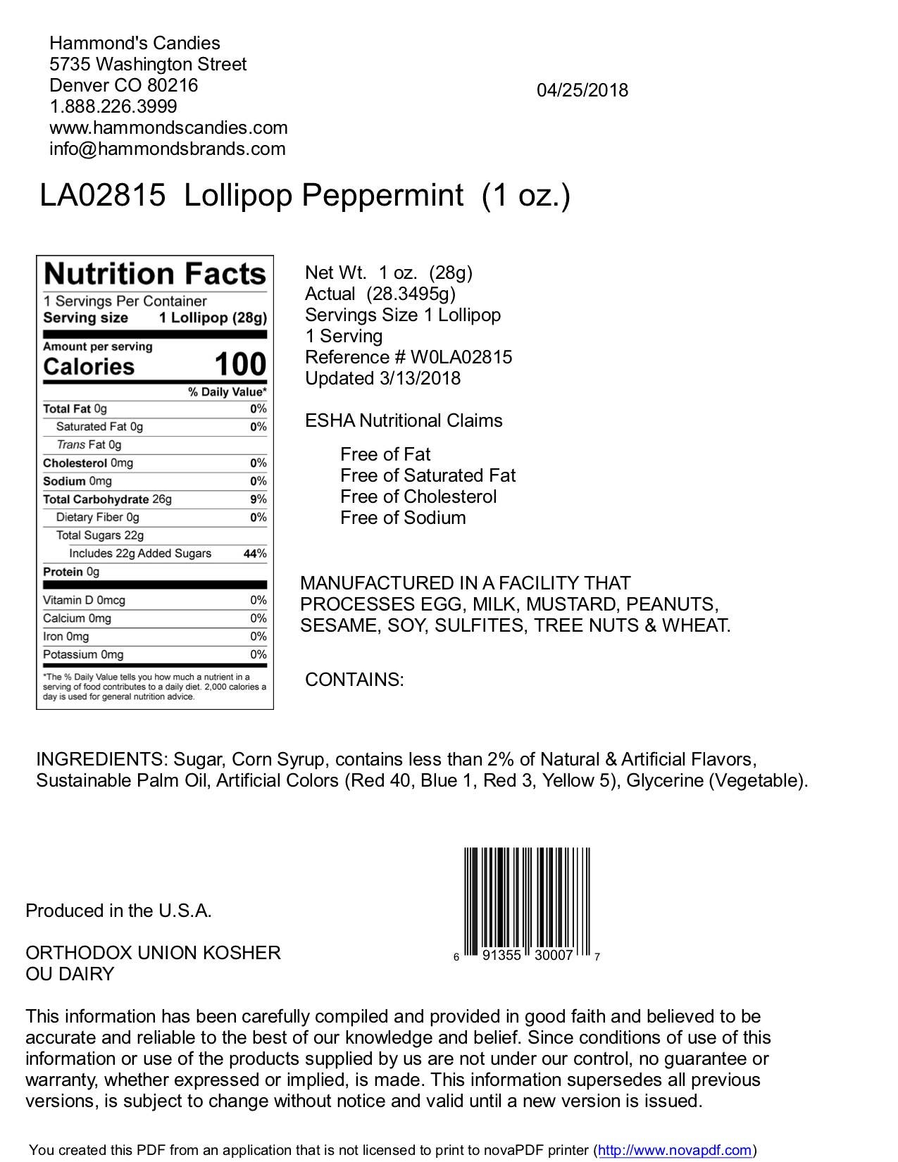 Handmade Lollipop - Peppermint - 1 oz